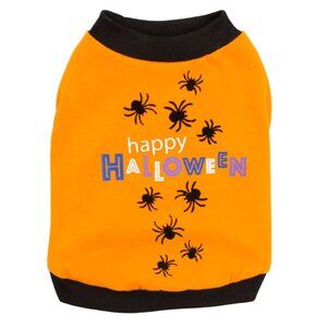 Thrills and Chills "Happy Halloween" Spider Tee Dog Size Small Thrills & Chills